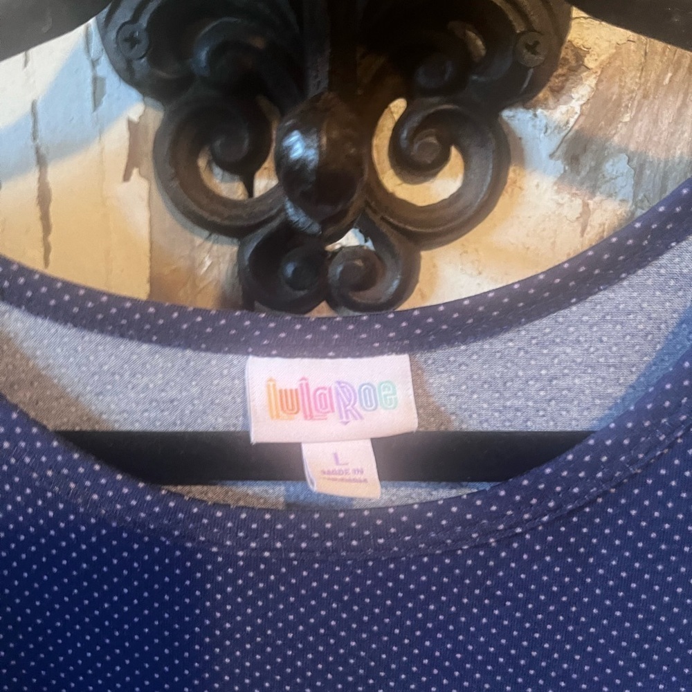 Long blue white dot dress Large - Picture 3 of 3